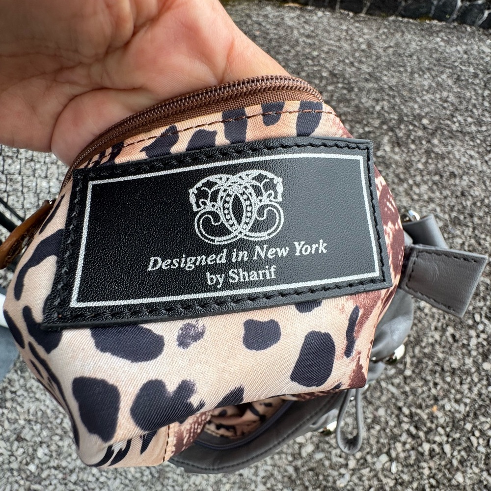 Sharif Gray Leather Studded Hobo Shoulder Bag with Chain Strap & Tassel - Picture 15 of 16